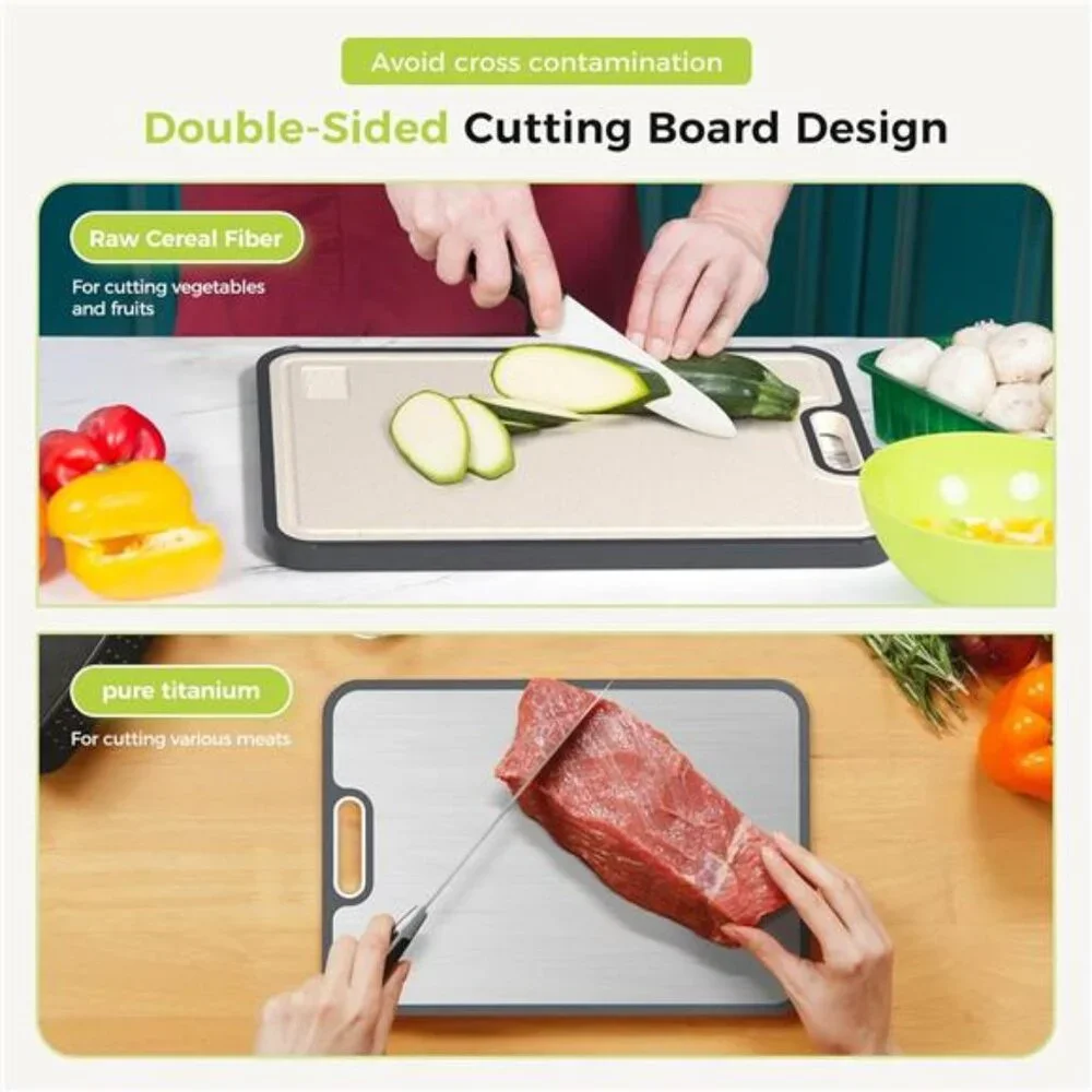 Titanium Cutting Board for Kitchen, Cutting Board Double Sided Food Grade, Pure